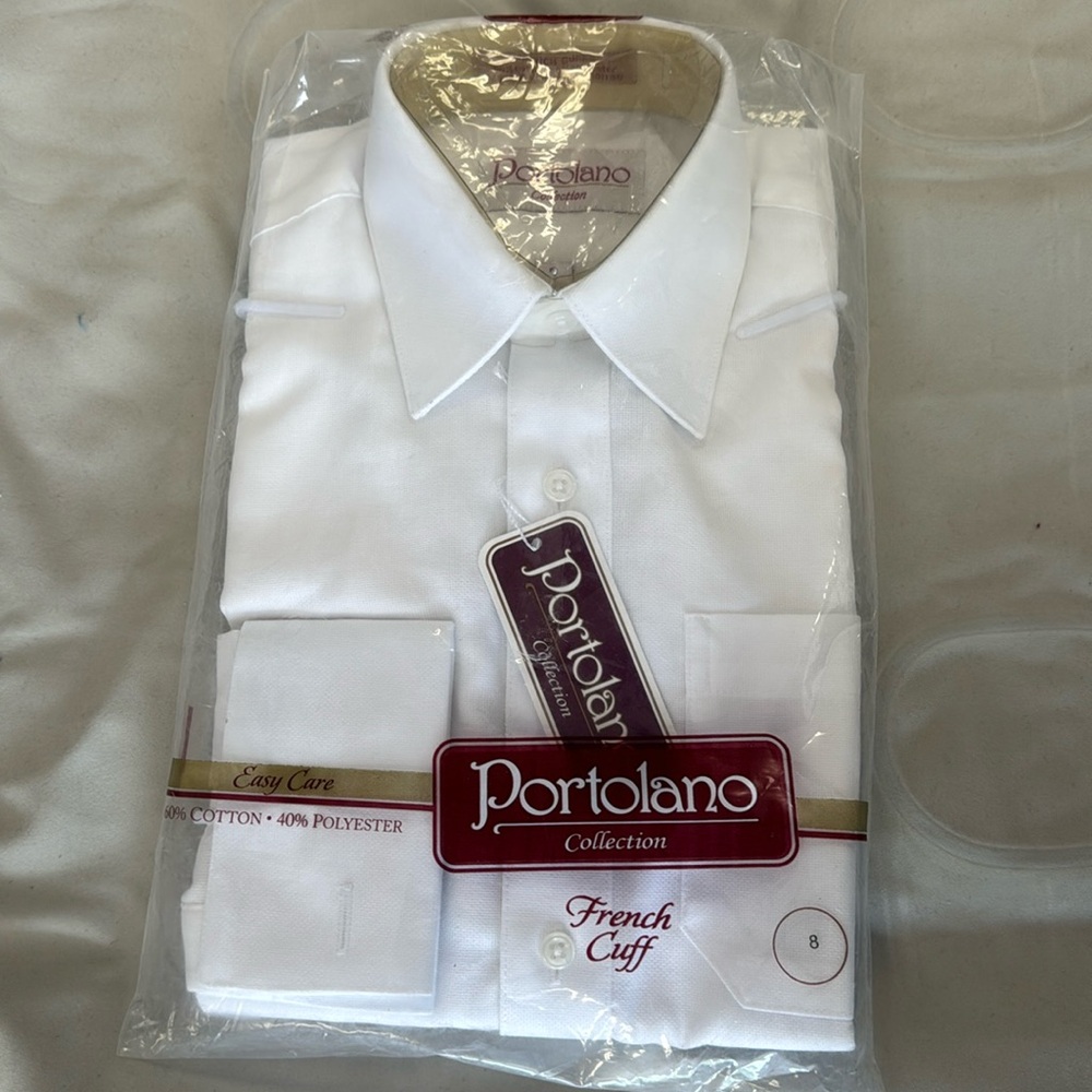 Portolano Boys White Dress Shirt French Cuff